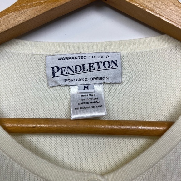 VTG PENDLETON CARDIGAN SWEATER M Women IVORY Neutral Country Club old money - Picture 4 of 5